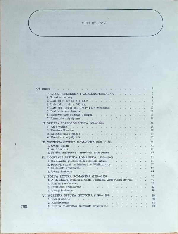 Tadeusz Dobrowolski  Sztuka polska od czasów najdawniejszych do ostatnich  -  spis treści