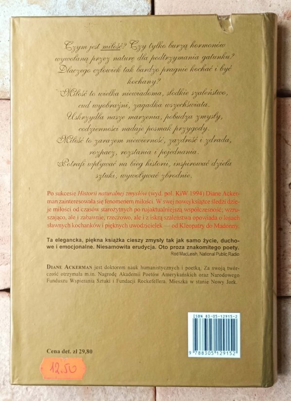 Diane Ackerman Historia naturalna miłości - okładka