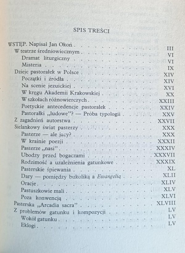 opr. Jan Okoń - Staropolskie pastorałki dramatyczne. Antologia -  spis treści