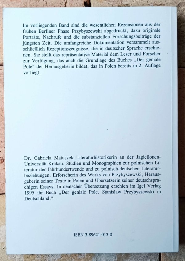 red. Gabriela Matuszek • Uber Stanislaw Przybyszewski. Rezensionen - Erinnerungen - Portrats - Studien 1892-1995 - okładka