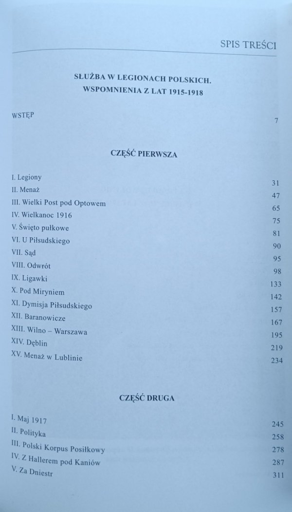 Kazimierz Nowina-Konopka • Wspomnienia wojenne 1915-1920, spis treści