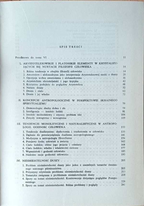 Stefan Swieżawski Dzieje filozofii europejskiej XV wieku tom 6 Człowiek - spis treści