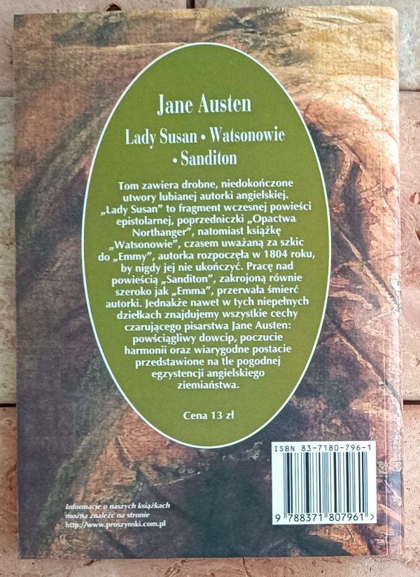 Jane Austen Lady Susan. Watsonowie. Sanditon - okładka