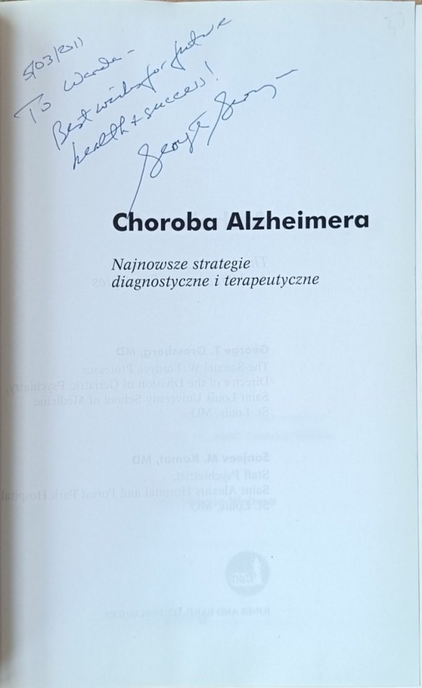 George Grossberg • Choroba Alzheimera. Najnowsze strategie diagnostyczne i terapeutyczne - okładka