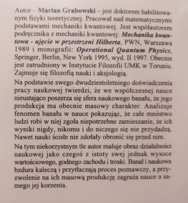 Marian Grabowski Istotne i nieistotne w nauce