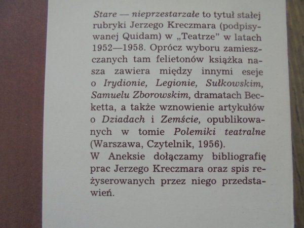 Jerzy Kreczmar Stare nieprzestarzałe
