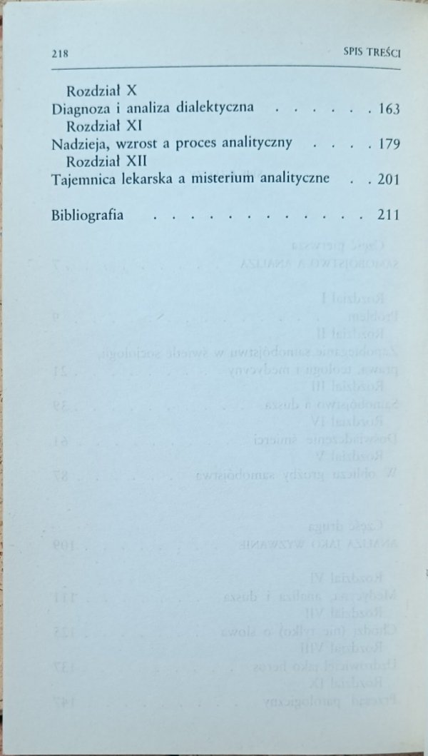  James Hillman - Samobójstwo a przemiana psychiczna - spis treści