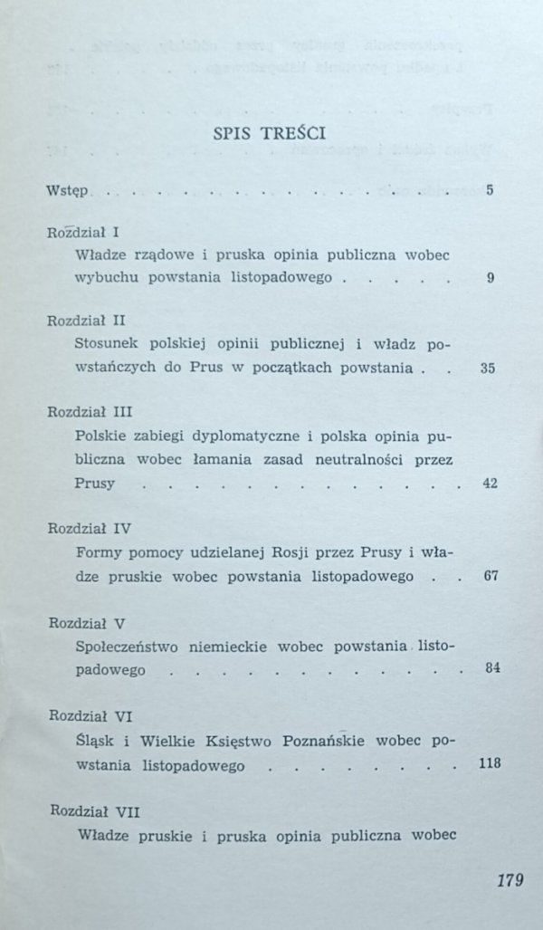Henryk Kocój Niemcy a Powstanie Listopadowe - spis treści