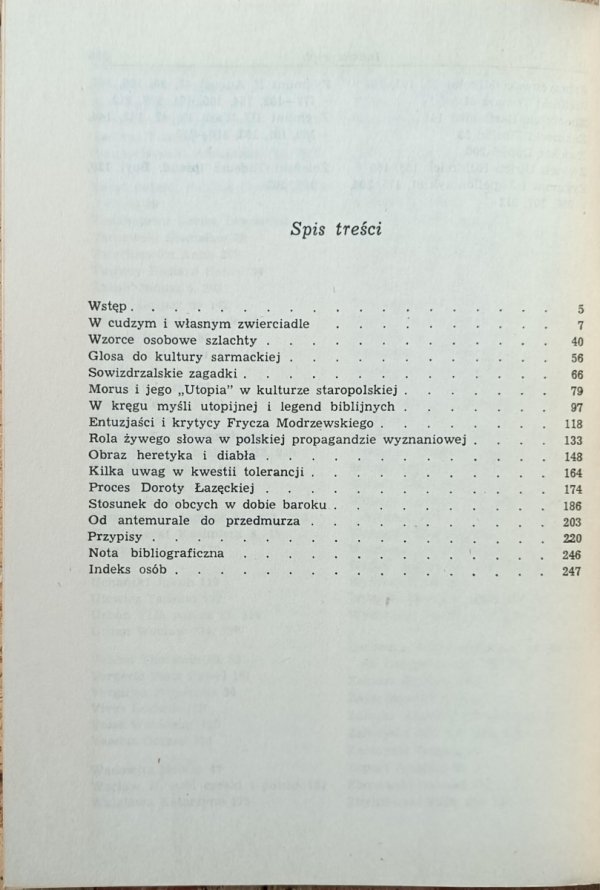 Janusz Tazbir - Szlaki kultury polskiej  - spis treści