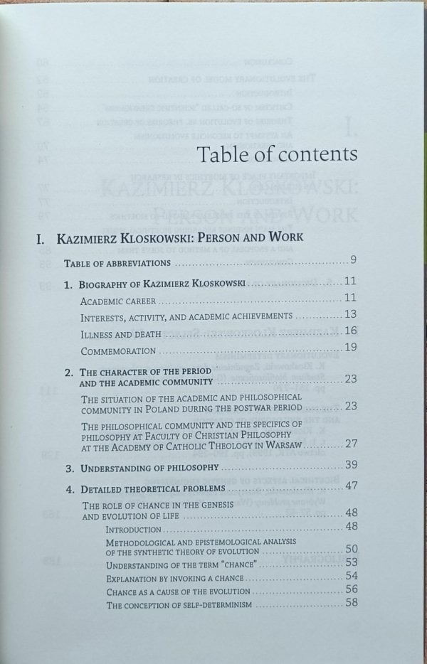 Kazimierz Kloskowski [The Polish Christian Philosophy in 20th Century] - spis treści