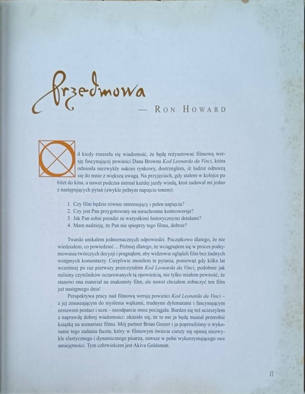 Akiva Goldsman Kod Leonarda da Vinci. Ilustrowany scenariusz - przedmowa