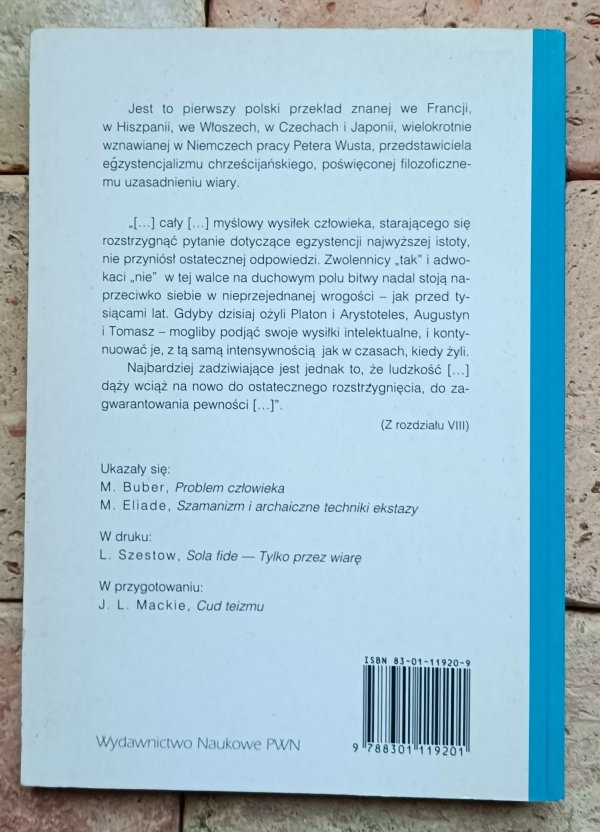 Peter Wust - Niepewność i ryzyko