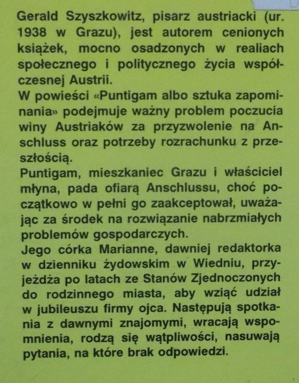Gerald Szyszkowitz • Puntigam albo sztuka zapominania