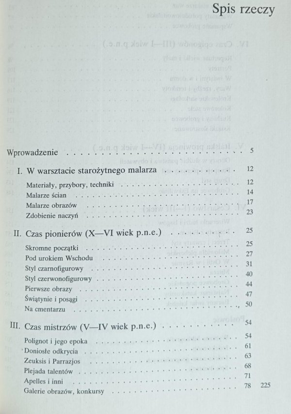 Maria Nowicka - Z dziejów malarstwa greckiego i rzymskiego - spis treści