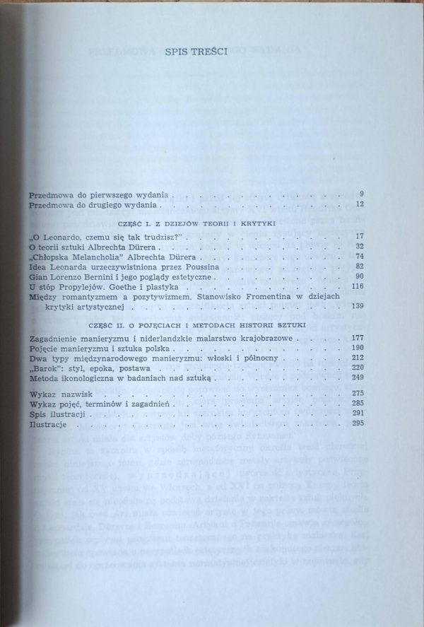 Jan Białostocki Pięć wieków myśli o sztuce - spis treści