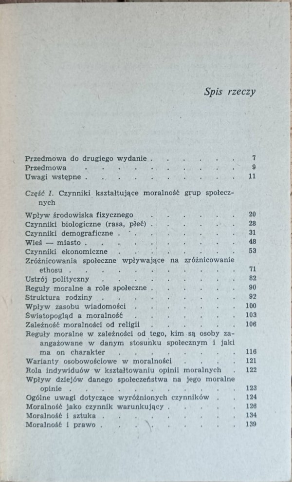 Maria Ossowska - Socjologia moralności - spis treści