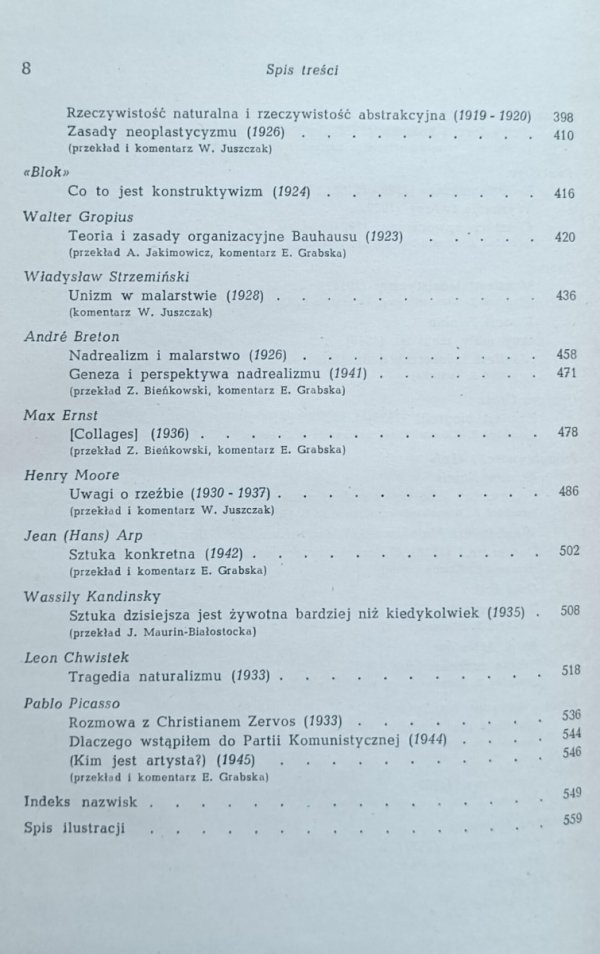 Elżbieta Grabska - Artyści o sztuce | Od van Gogha do Picassa [Matisse, Apollinaire, Witkiewicz, Chwistek, Le Corbusier, Kandinsky, Klee, Strzemiński, Picasso] 