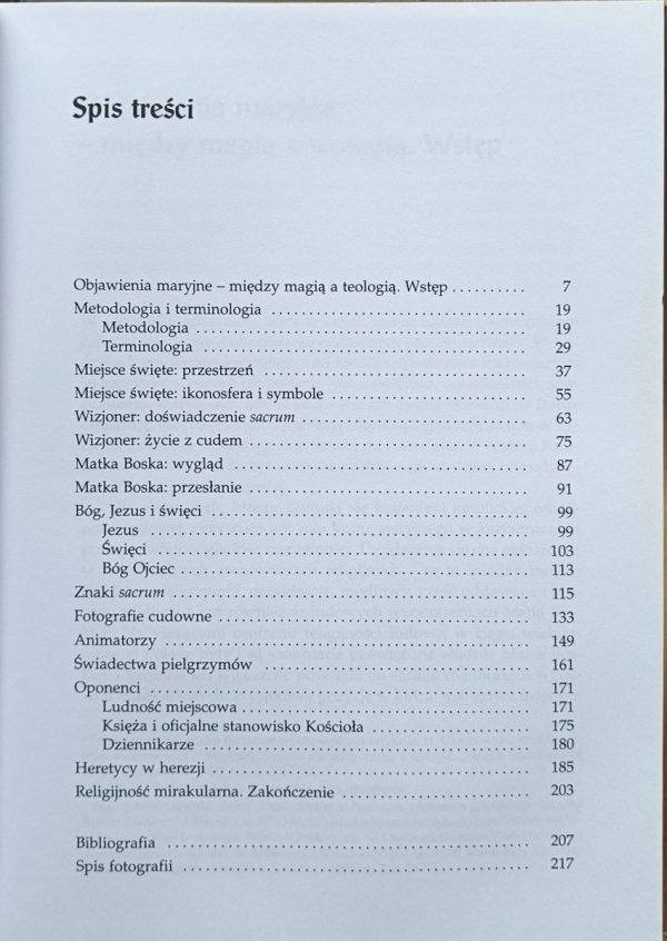 Hubert Czachrowski • Cuda, wizjonerzy i pielgrzymi: studium religijności mirakularnej końca XX wieku w Polsce - spis treści