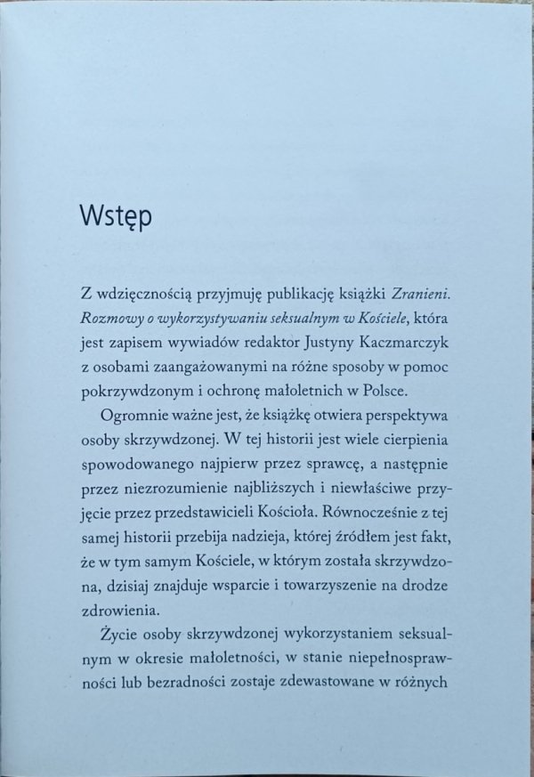 Justyna Kaczmarczyk  Zranieni. Rozmowy o wykorzystywaniu seksualnym w Kościele - wstęp