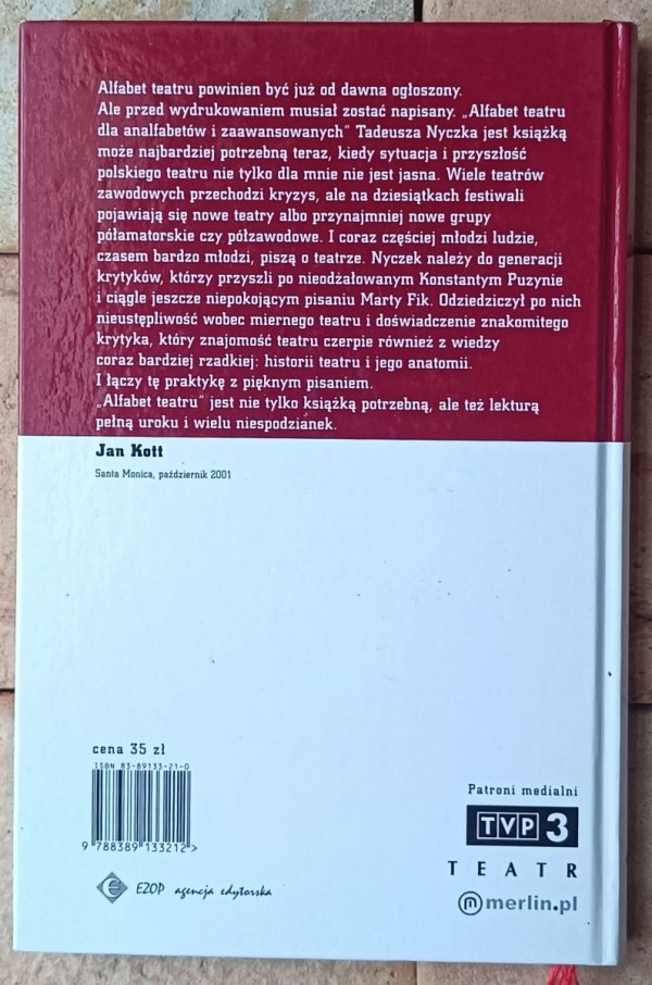 Tadeusz Nyczek  Alfabet teatru dla analfabetów i zaawansowanych  - okładka