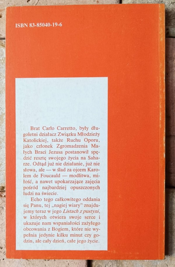 Carlo Carretto • Listy z pustyni  - okładka