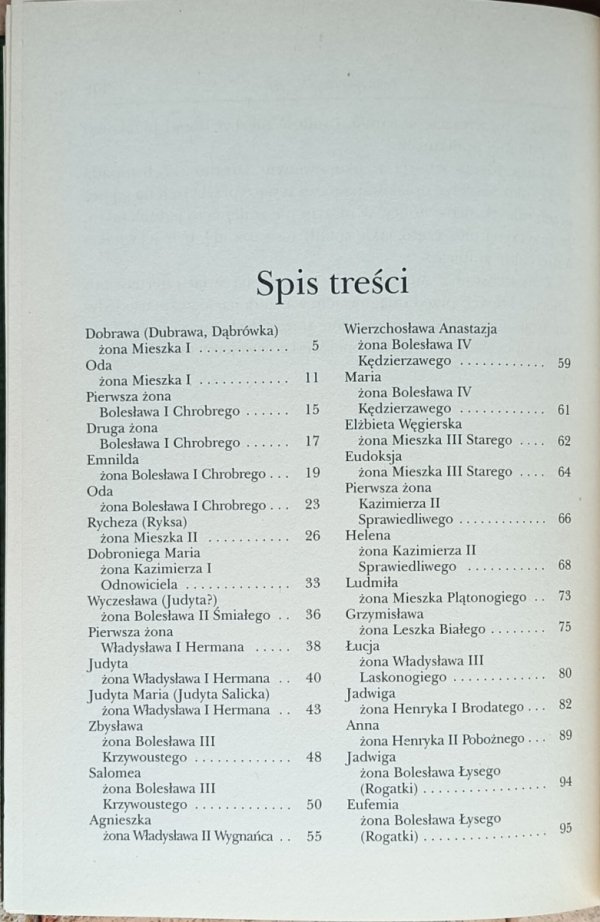 Marek Urbański Poczet królowych i żon władców polskich - spis treści