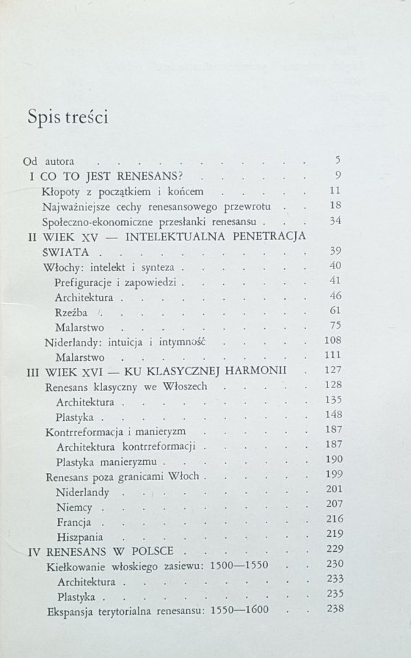 Alfred Ligocki Sztuka renesansu - spis treści