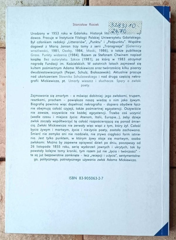 Stanisław Rosiek • Zwłoki Mickiewicza. Próba nekrografii poety - okładka