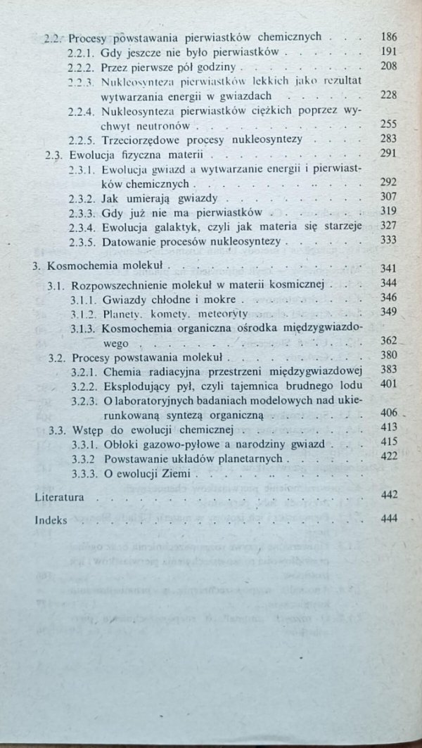 Bronisław Kuchowicz  Kosmochemia - spis treści