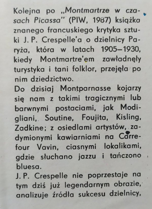 Jean Paul Crespelle Montparnasse w latach 1905-1930