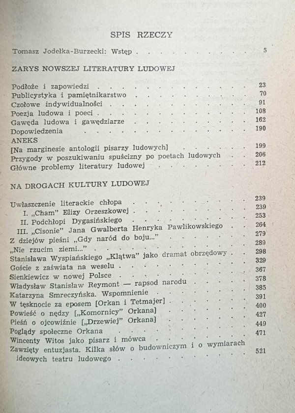Stanisław Pigoń Na drogach kultury ludowej - spis treści