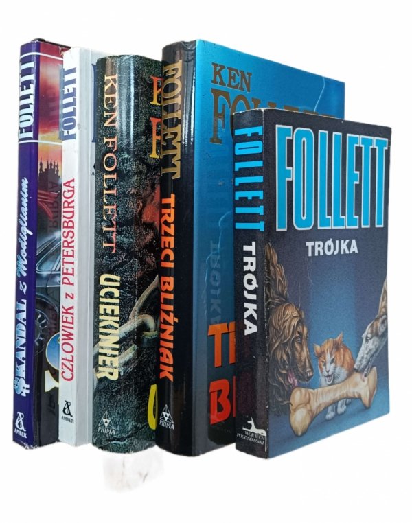 Ken Follett x5 • Trzeci bliźniak - Trójka - Uciekinier i inne - okładka