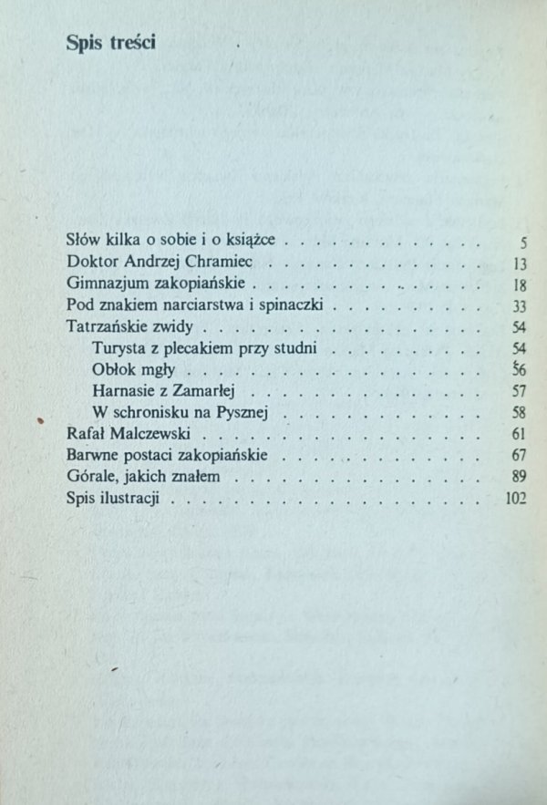 Marian Maruzo-Abramowicz - Zakopiańskie wspominki | Seria Tatrzańska - spis treści