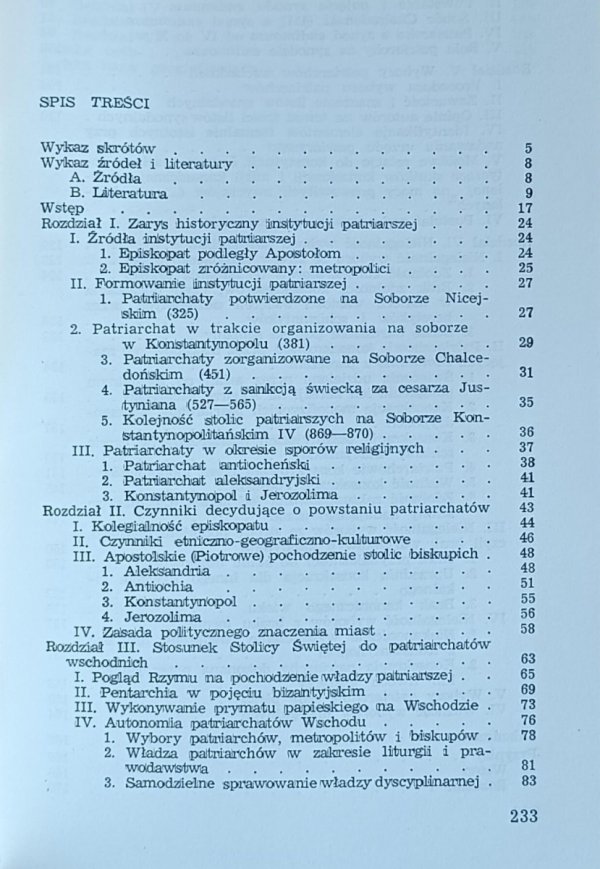 Edmund Przekop - Wschodnie patriarchaty starożytne - spis treści
