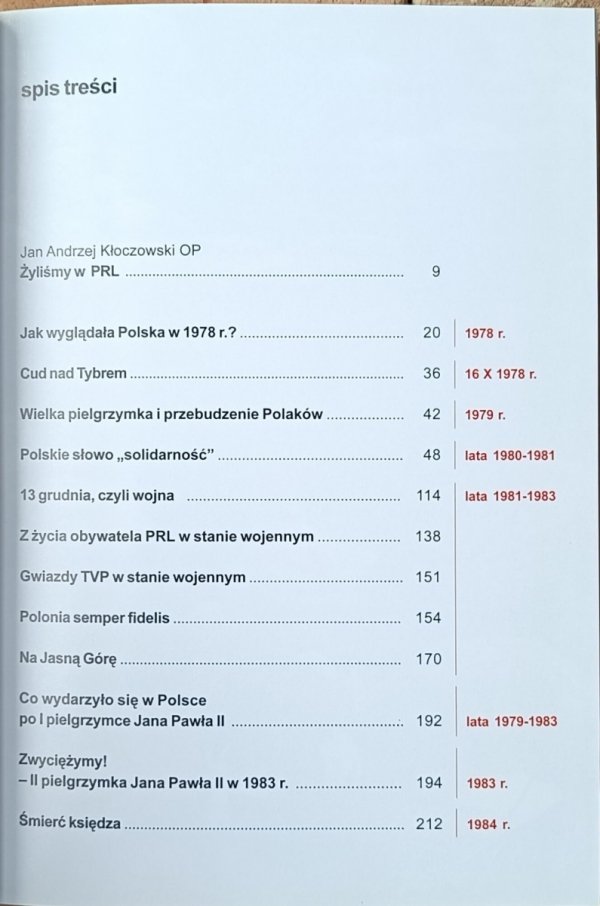 Jan Andrzej Kłoczowski • Żyliśmy w PRL. Od wyboru Jana Pawła II do odzyskania niepodległości 1978-1989 -  spis treści