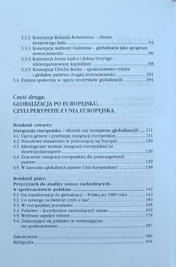 Katarzyna Gilarek • Państwo narodowe a globalizacja. Dynamika powstawania nowego ładu - spis treści