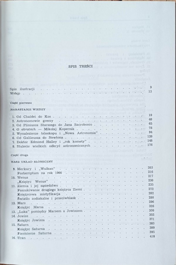 Willy Ley W niebo wpatrzeni. Nieoficjalna historia astronomii od Babilonu do ery kosmicznej [astronomia] - spis treści