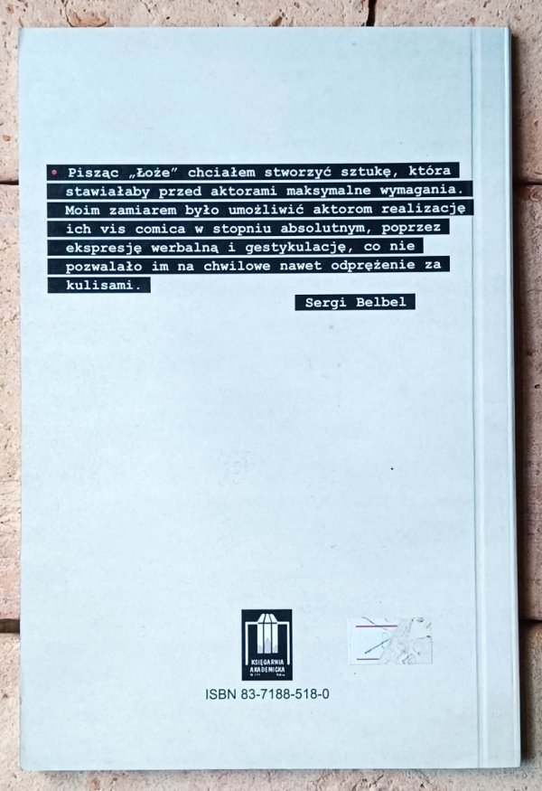 Sergi Belbel  Łoże - okładka