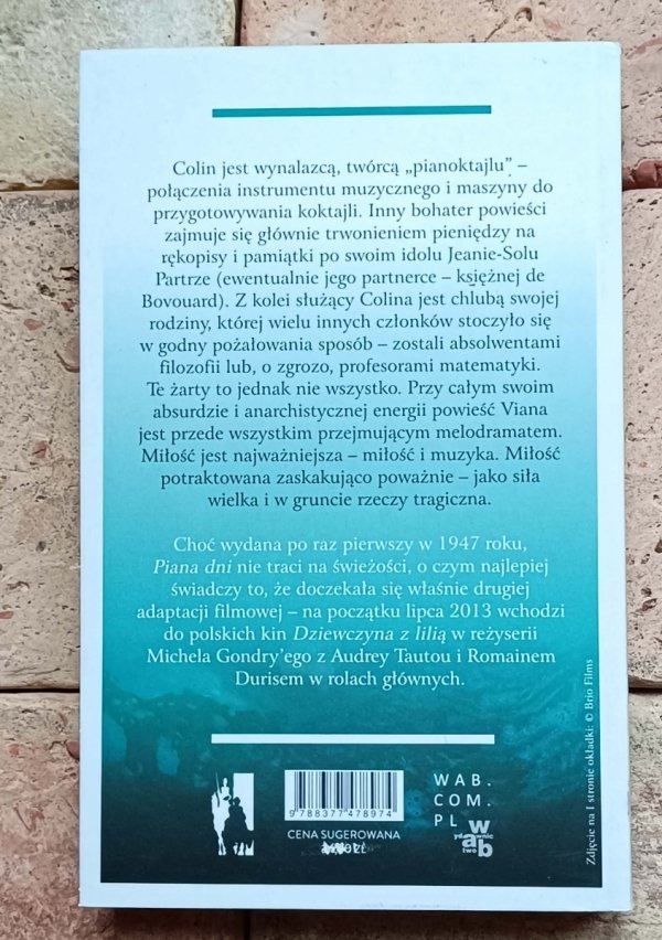 Boris Vian  Piana dni - okładka