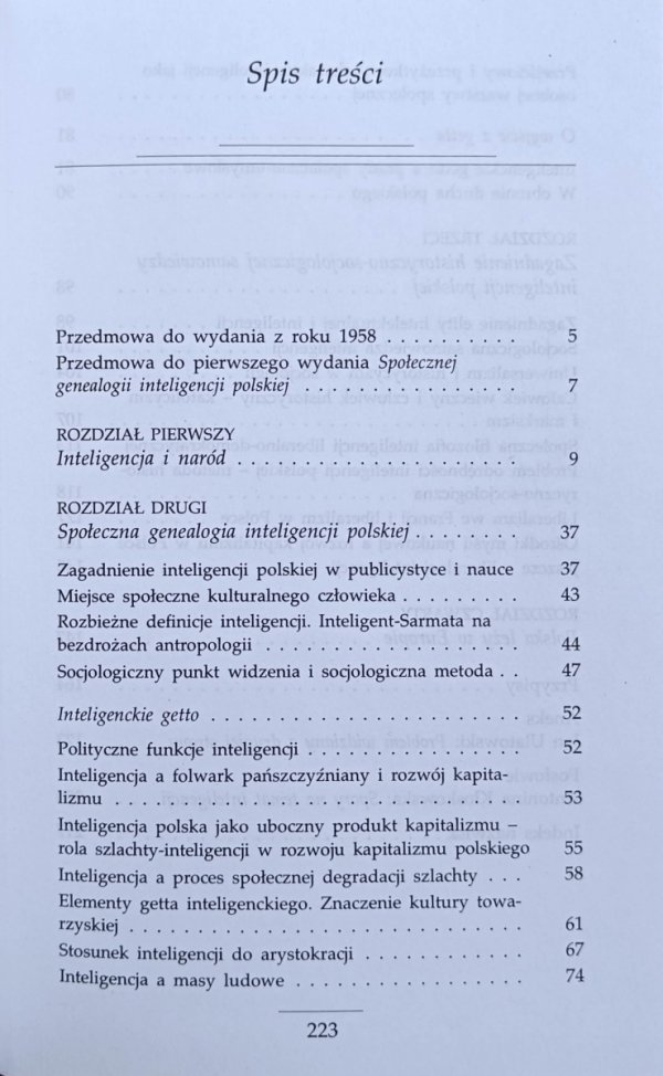 Józef Chałasiński • Przeszłość i przyszłość inteligencji polskiej - spis treści