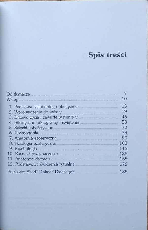 Charles Fielding Kabała praktyczna - spis treści