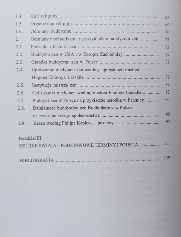 Zbigniew Grzywacz Religia i religie, spis treści