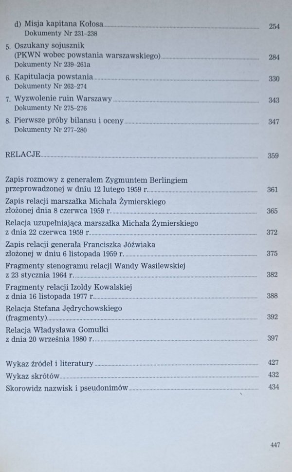 Antoni Przygoński  Stalin i Powstanie Warszawskie - spis treści