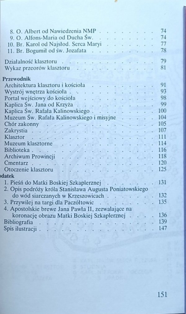 O. Benignus Józef Wanat • Maryjne Sanktuarium Karmelitów Bosych w Czernej. Przewodnik - spis treści