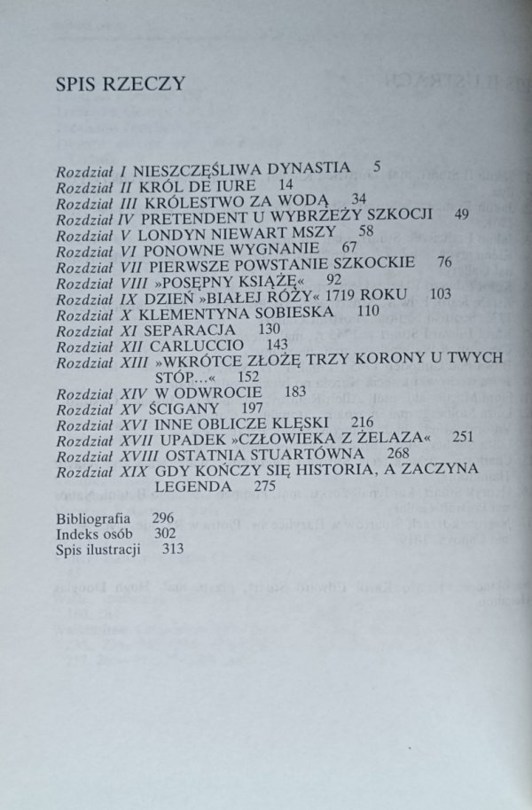 Maria Niemojowska  Ostatni Stuartowie - spis treści