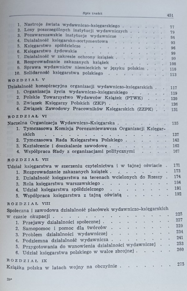 Stanisław Pazyra  Z dziejów książki polskiej w czasie drugiej wojny światowej, spis treści