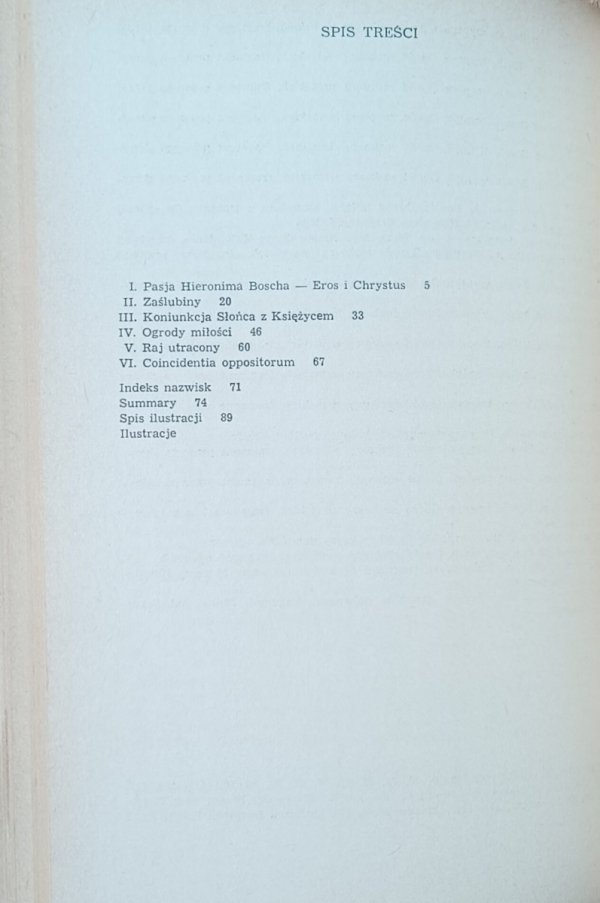 Anna Boczkowska - Tryumf Luny i Wenus | Pasja Hieronima Boscha - spis treści