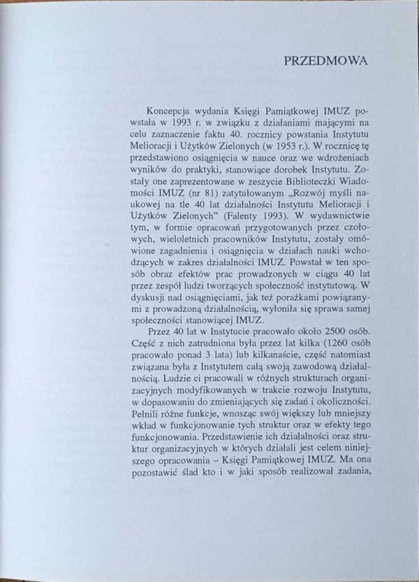 Instytut melioracji i użytków zielonych 1953 - 1995 • Księga pamiątkowa - przedmowa