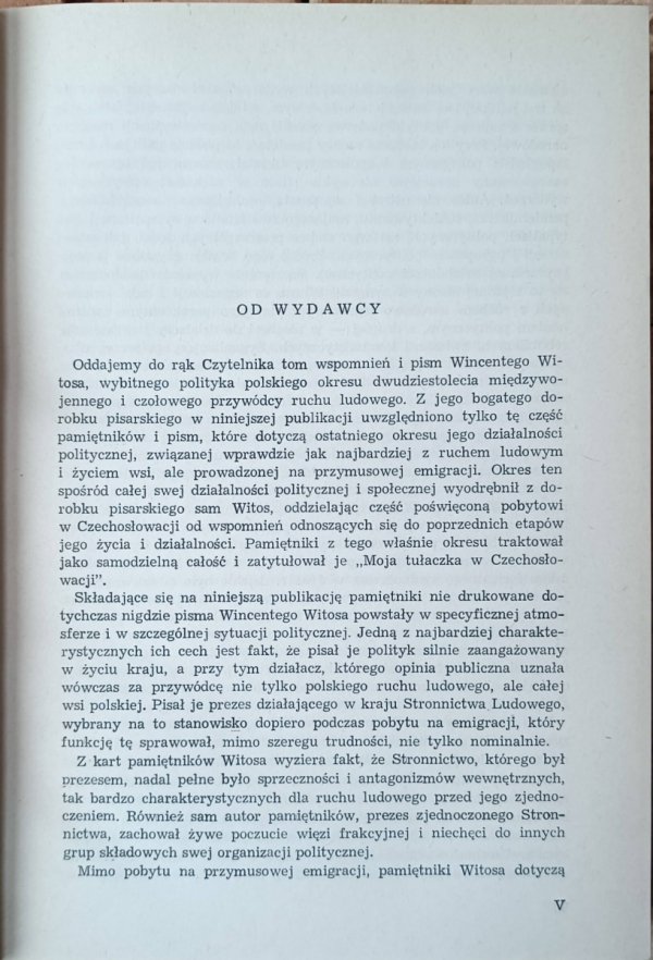 Wincenty Witos • Moja tułaczka 1933-1939 - od wydawcy