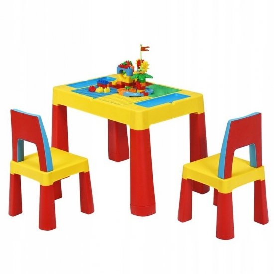 Stolik z nakładką do klocków i krzesła dla dzieci COSTWAY